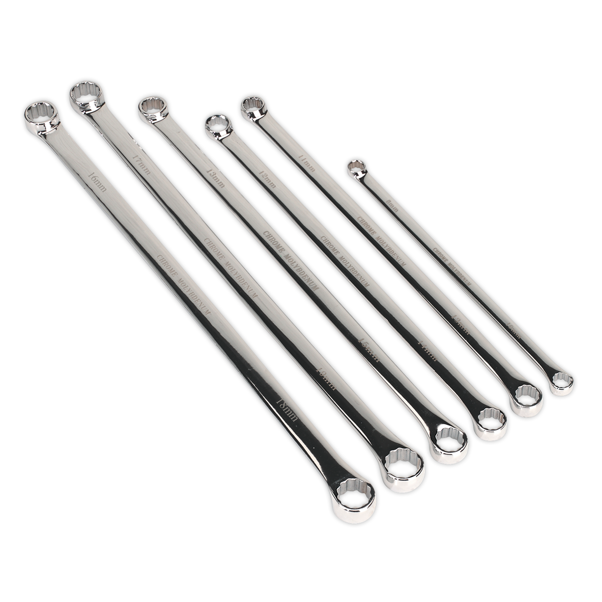 SEALEY - AK6311 Double End Ring Spanner Set 7pc Extra-Long Metric