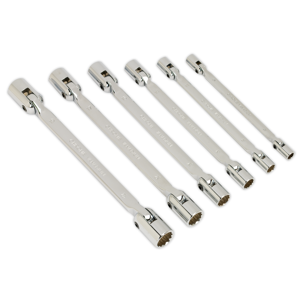 SEALEY - AK635 Double Flexi-Head Socket Spanner Set 6pc Fully Polished Metric