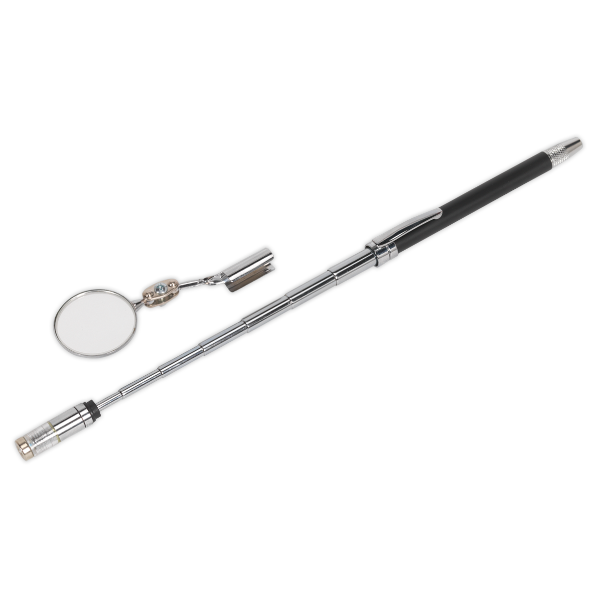 SEALEY - AK6537 Telescopic Magnetic Pick-Up Tool with LED Light, Inspection Mirror & Washer Jet Tool