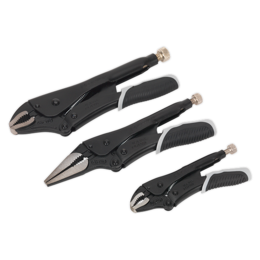 SEALEY - AK6863B Locking Pliers Set 3pc Quick Release - Black Series