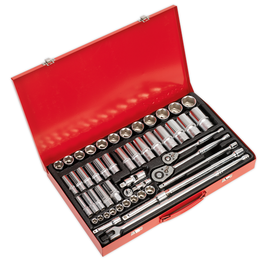 SEALEY - AK6942 Socket Set 50pc 3/8" & 1/2"Sq Drive 6pt WallDrive® - Metric