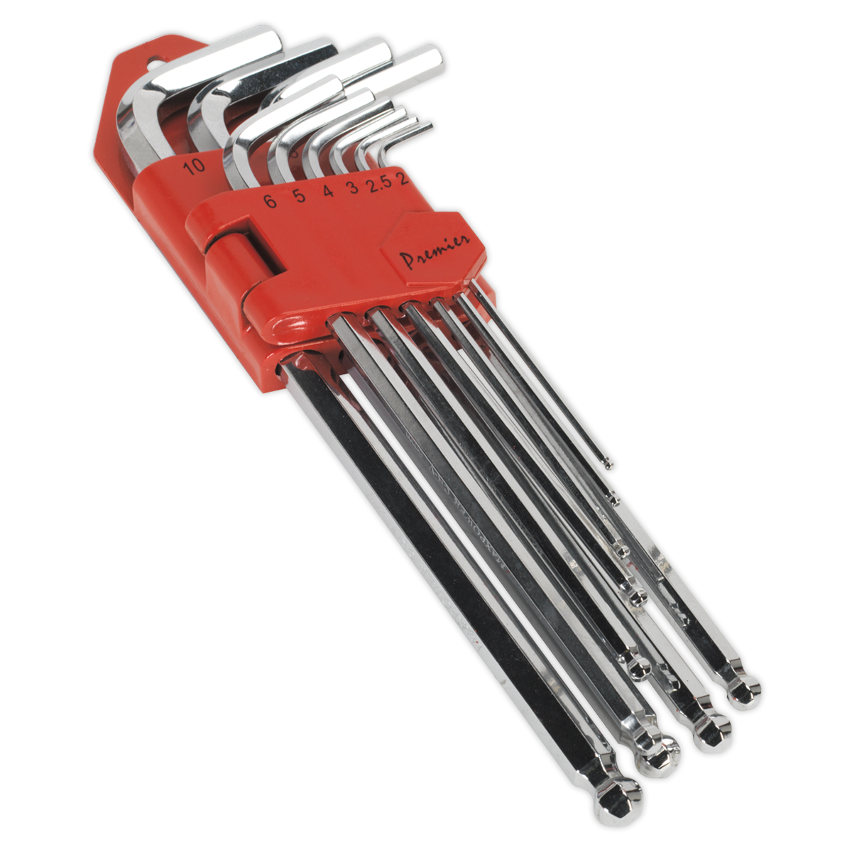 SEALEY - AK7169 Ball-End Hex Key Set 10pc Extra-Long Fully Polished Metric