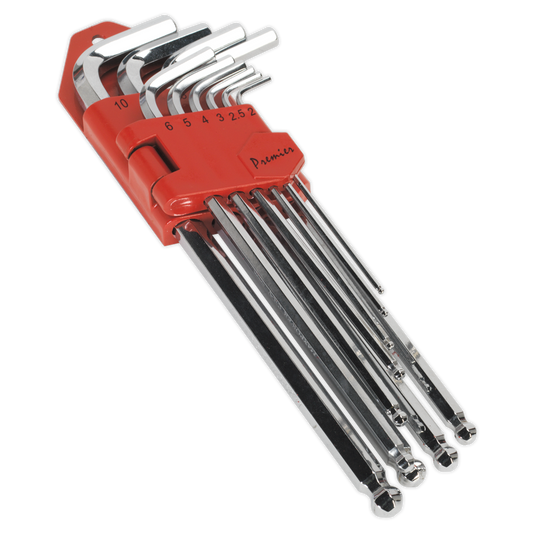 SEALEY - AK7169 Ball-End Hex Key Set 10pc Extra-Long Fully Polished Metric
