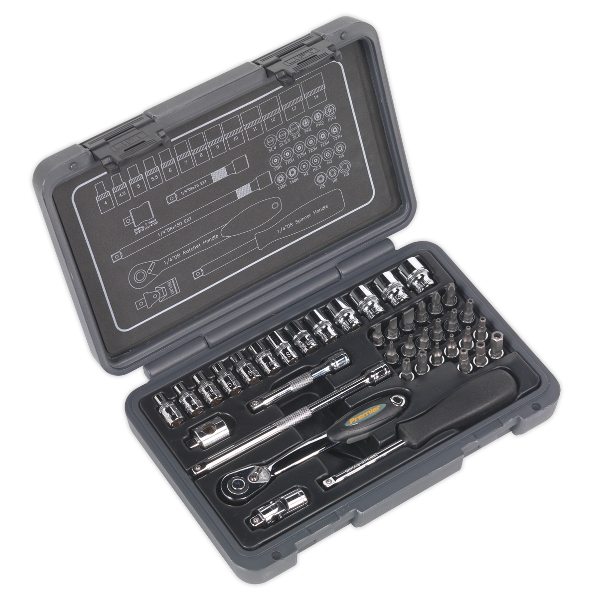 SEALEY - AK7949 Socket Set 40pc 1/4"Sq Drive 6pt WallDrive� Metric