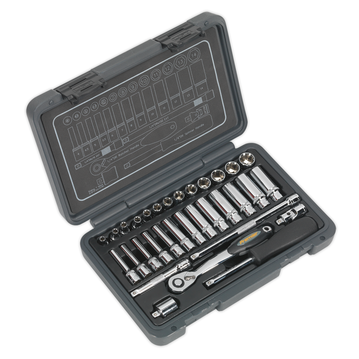 SEALEY - AK7950 Socket Set 32pc 1/4"Sq Drive 6pt WallDrive� Metric