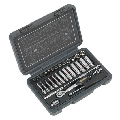 SEALEY - AK7950 Socket Set 32pc 1/4"Sq Drive 6pt WallDrive� Metric