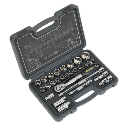 SEALEY - AK7953 Socket Set 28pc 1/2"Sq Drive 6pt WallDrive� Metric