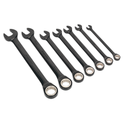 SEALEY - AK7978 Combination Ratchet Spanner Set 7pc Black Series Metric