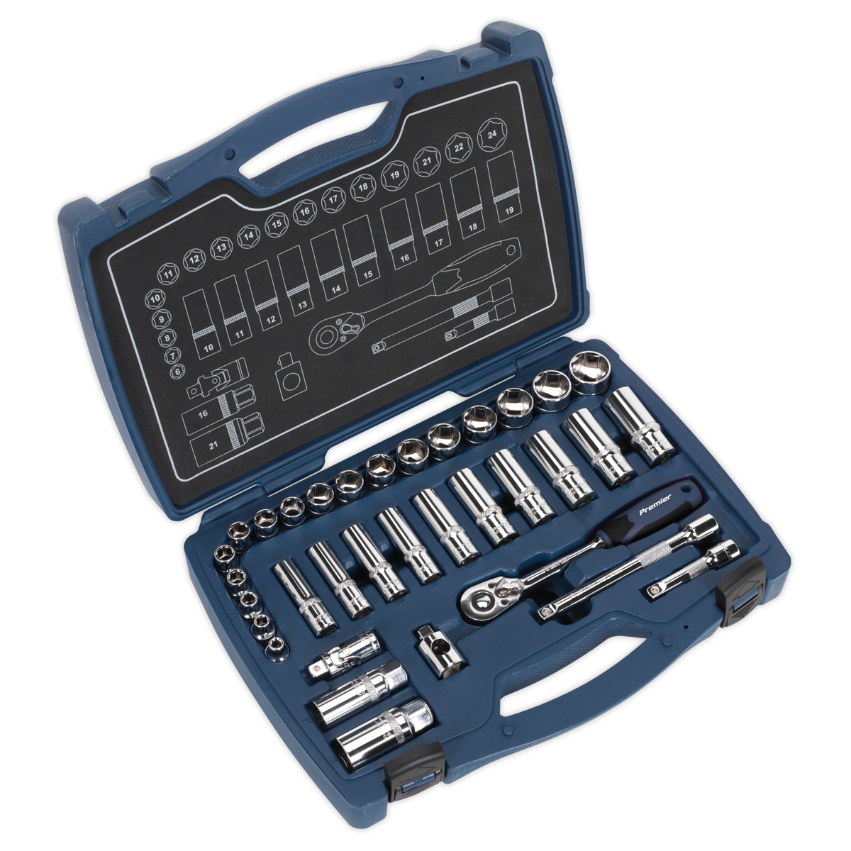 SEALEY - AK8991 Socket Set 34pc 3/8"Sq Drive 6pt WallDrive� Metric