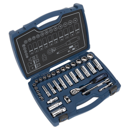 SEALEY - AK8991 Socket Set 34pc 3/8"Sq Drive 6pt WallDrive� Metric