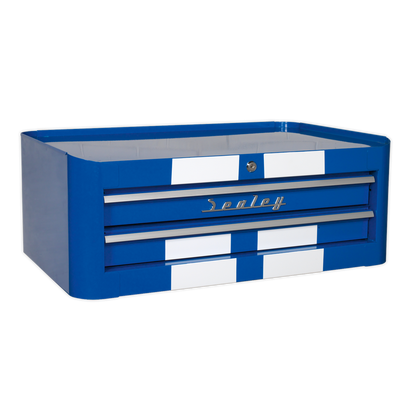 SEALEY - AP28102BWS Mid-Box 2 Drawer Retro Style - Blue with White Stripes