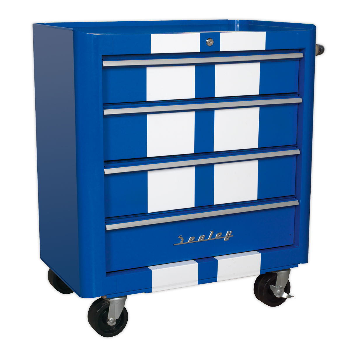 SEALEY - AP28204BWS Rollcab 4 Drawer Retro Style - Blue with White Stripes