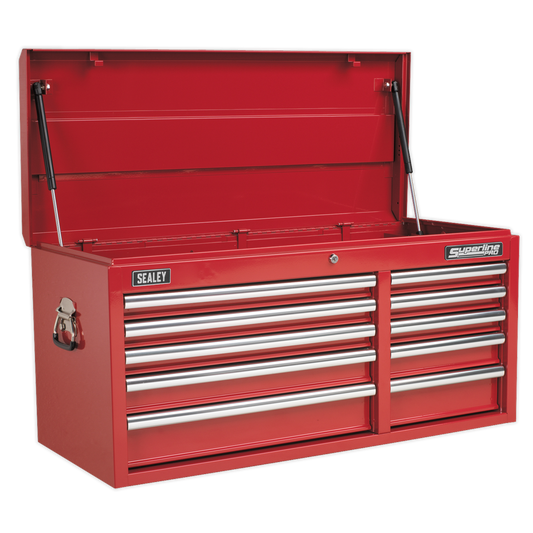 SEALEY - AP41110 Topchest 10 Drawer with Ball Bearing Slides Heavy-Duty - Red