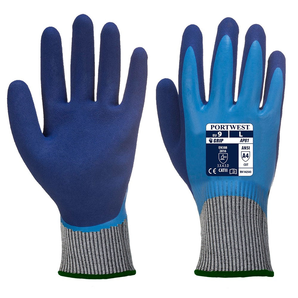 Portwest AP81B4RXXL -  sz 2XL Liquid Pro HR Cut Glove - Blue