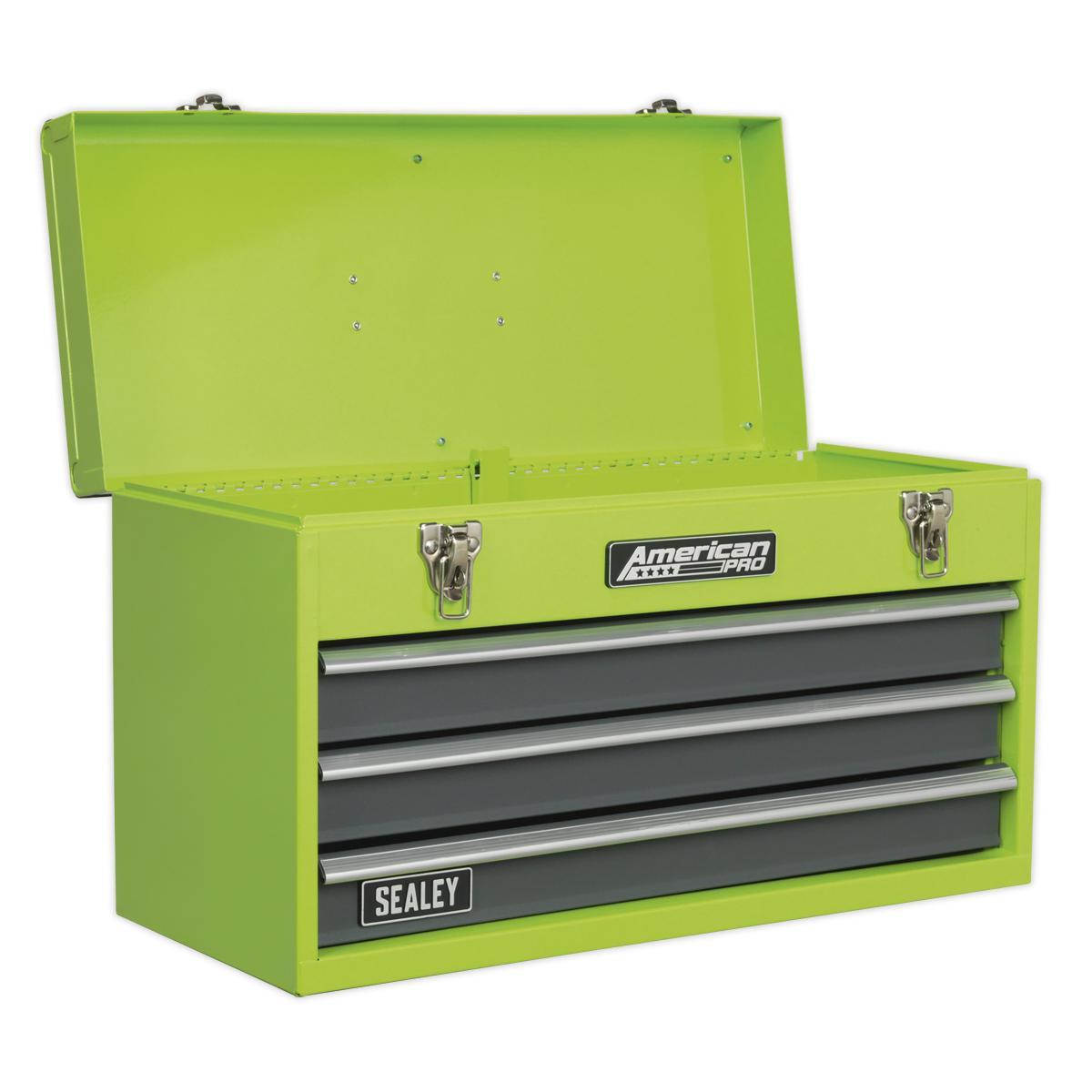 SEALEY - AP9243BBHV Tool Chest 3 Drawer Portable with Ball Bearing Slides - Hi-Vis Green/Grey