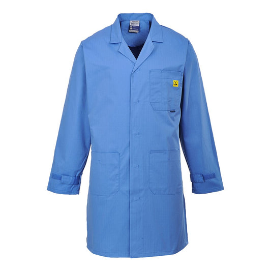 Portwest AS10HBRXL -  sz XL Anti-Static ESD Coat - Hospital Blue