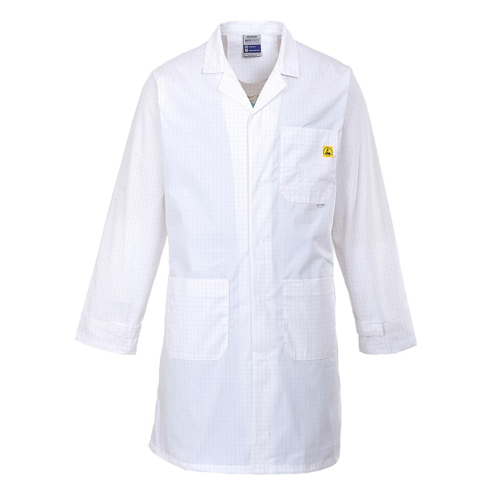 Portwest AS10WHRXL -  sz XL Anti-Static ESD Coat - White