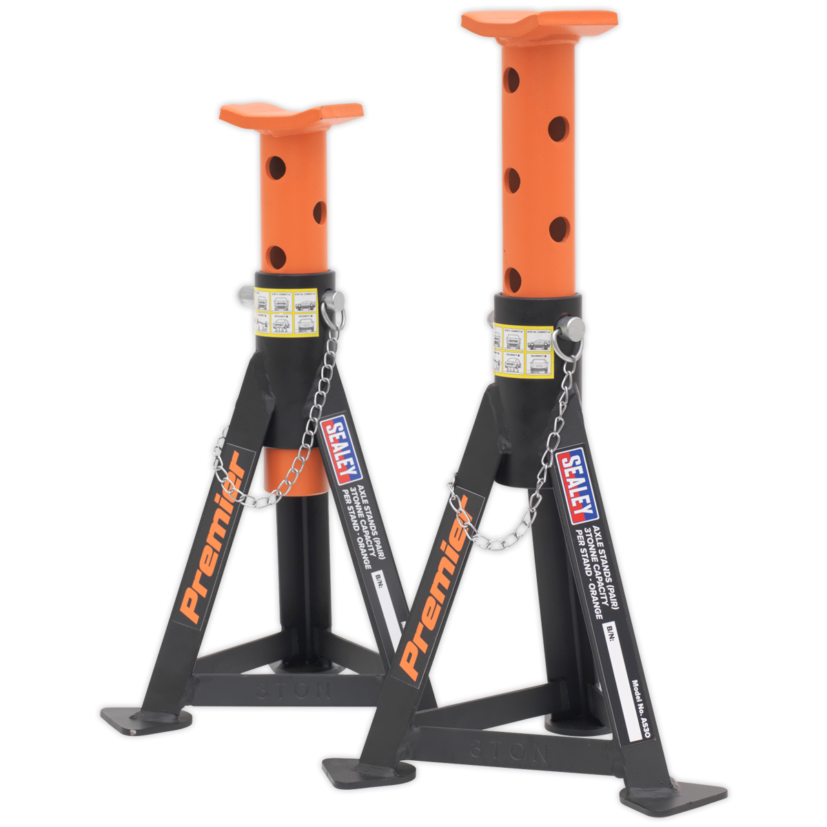 SEALEY - AS3O Axle Stands (Pair) 3tonne Capacity per Stand - Orange