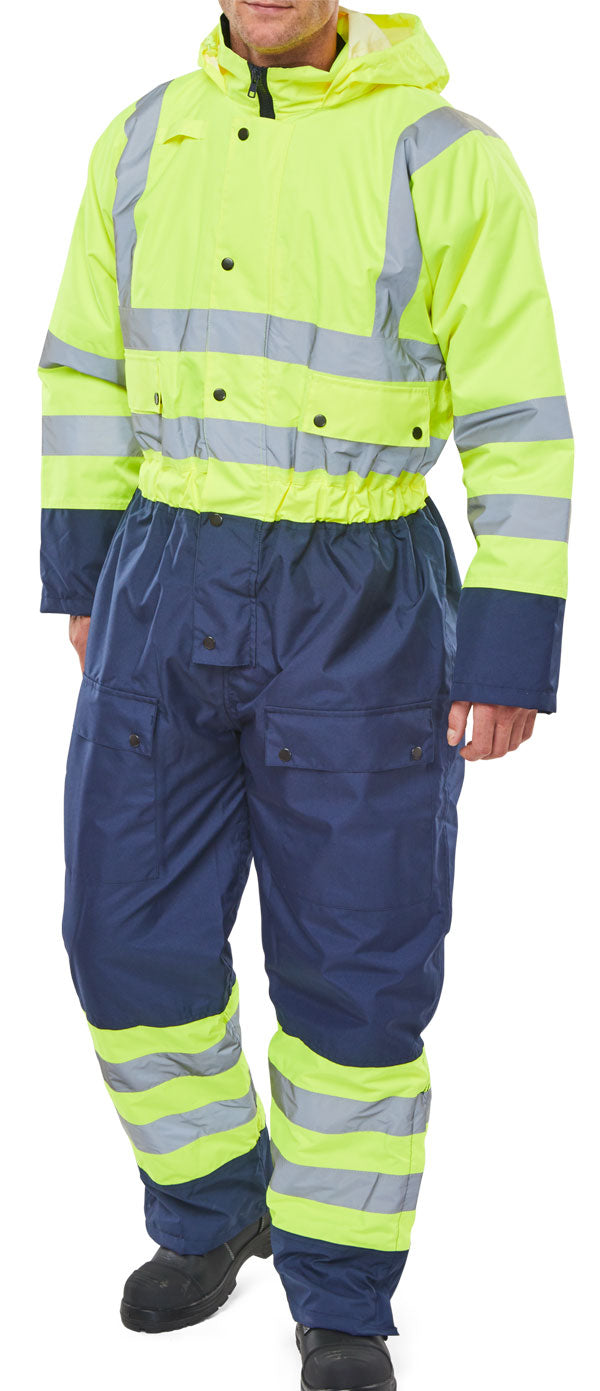Beeswift - TWO TONE HIVIZ THERMAL WATERPROOF COVERALL XXL - Saturn Yellow / Navy