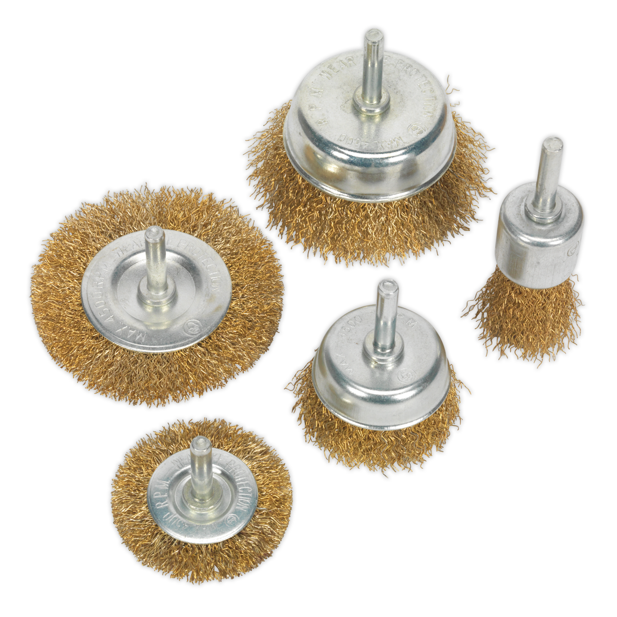 SEALEY - BWBS05 Wire Brush Set 5pc Brassed