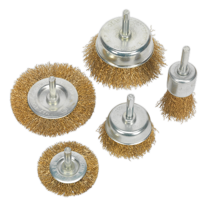 SEALEY - BWBS05 Wire Brush Set 5pc Brassed