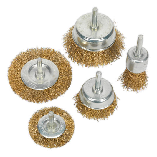 SEALEY - BWBS05 Wire Brush Set 5pc Brassed