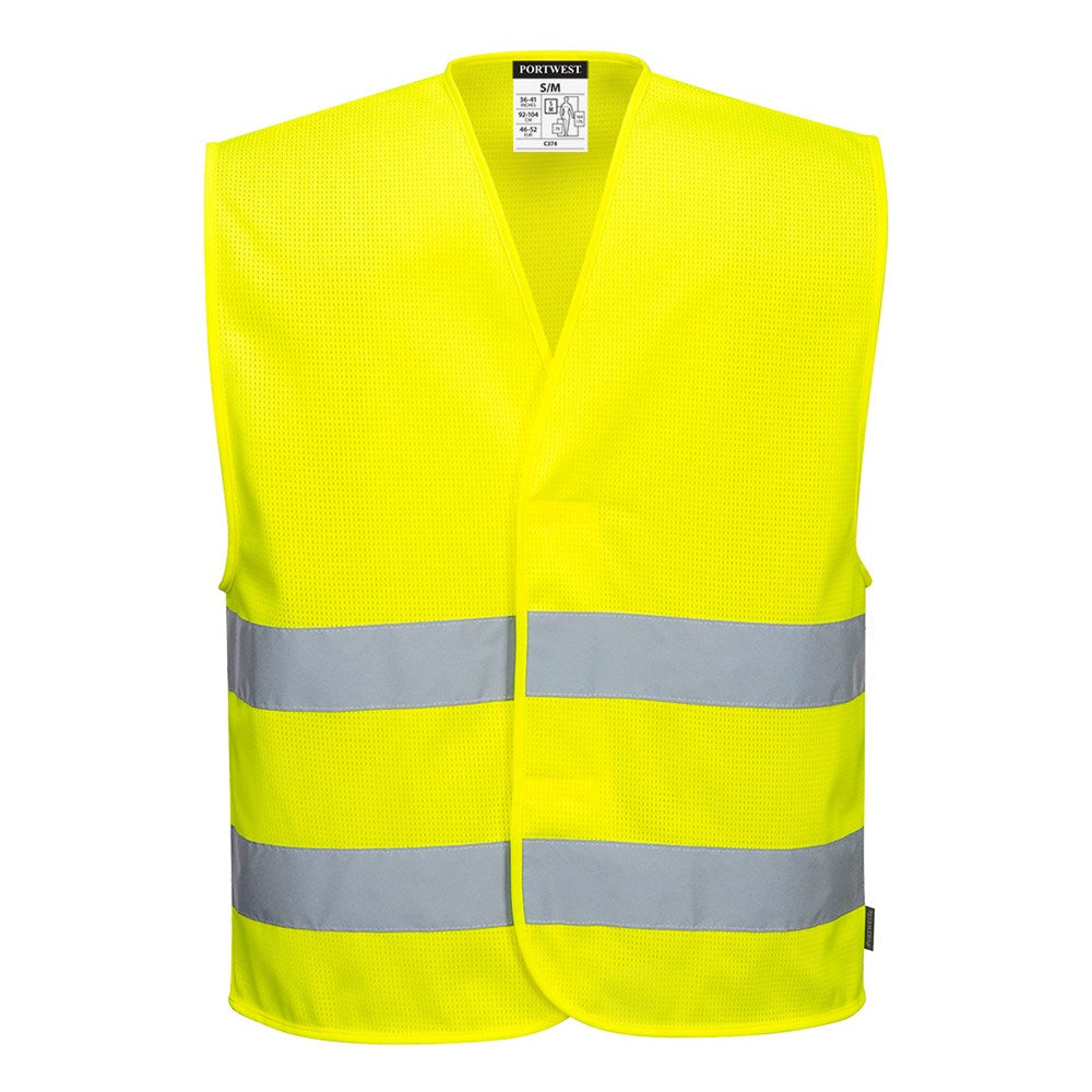 Portwest C374YERS/M -  sz S/M MeshAir Hi-Vis Two Band Vest - Yellow