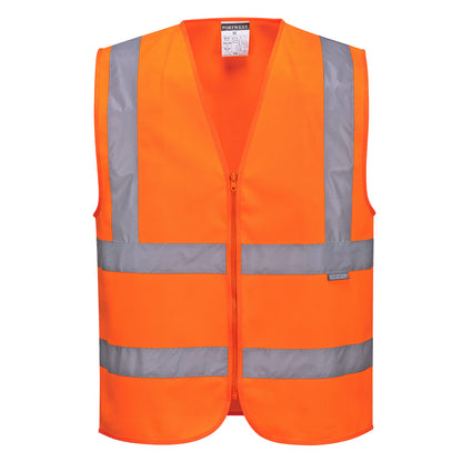 Portwest C375 Hi-Visibility Orange Hi-Vis Zipped Vest sz L Zip Reflective