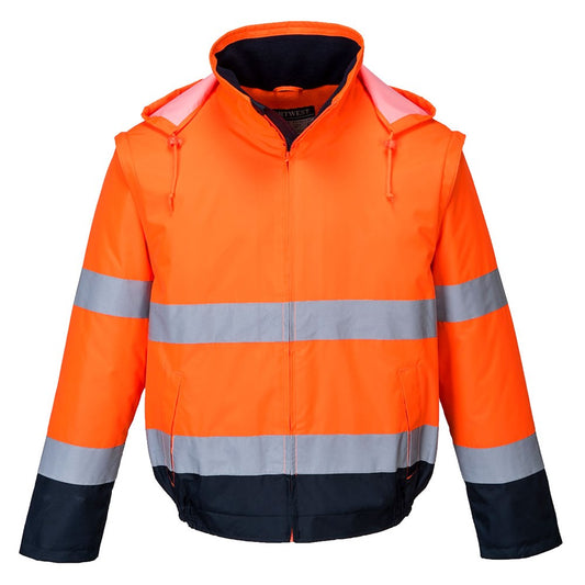 Portwest C464ONRL -  sz L Essential 2-in-1 Jacket - Orange/Navy