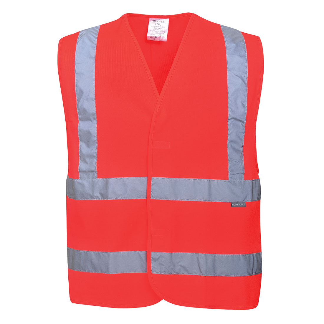 Portwest C470 - High Visibilty Red Sz S/M Hi-Vis Vest Two Band & Brace