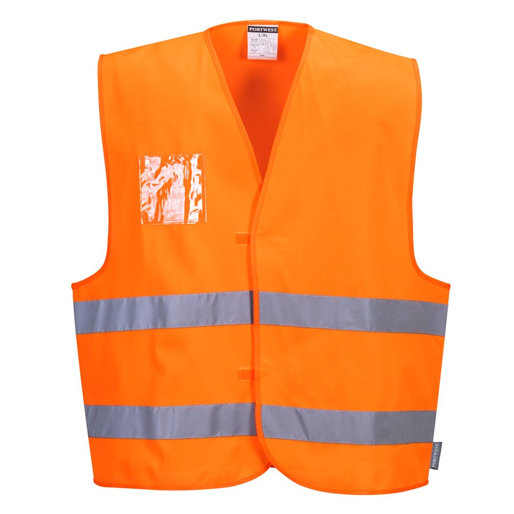 Portwest C475ORRXX/3X -  sz 2XL - 3XL Hi-Vis Vest - Dual ID Holder - Orange