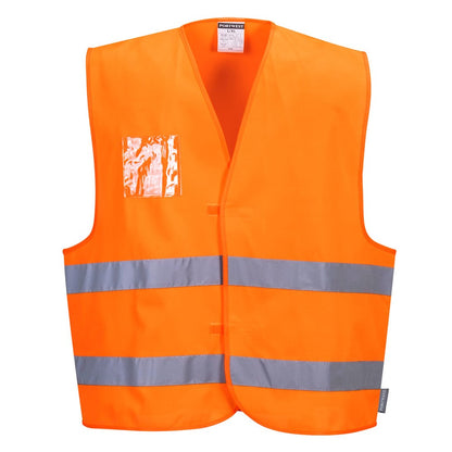 Portwest C475ORRS/M -  sz S/M Hi-Vis Vest - Dual ID Holder - Orange