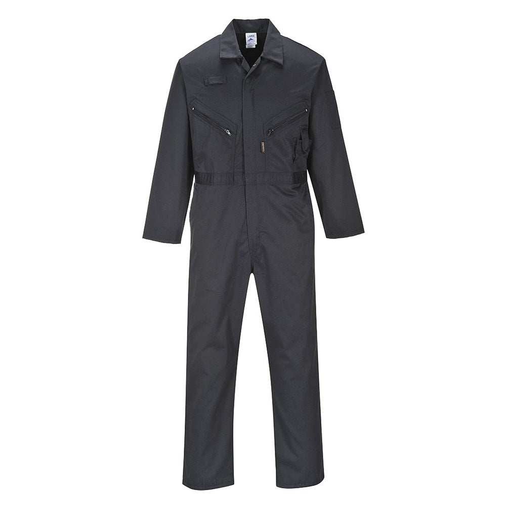 Portwest C813BKRM -  sz Long M Liverpool Zip Coverall - Black