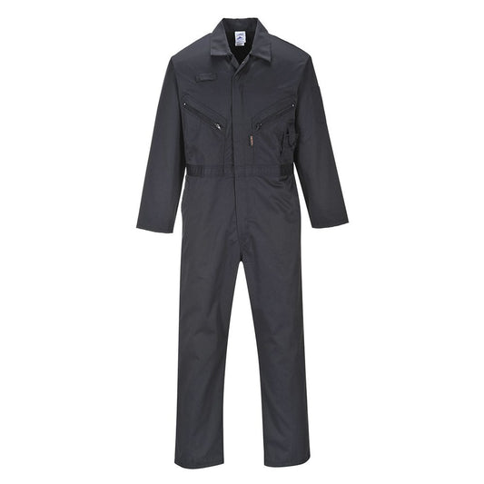 Portwest C813BKTM -  sz Long M Liverpool Zip Coverall - Black