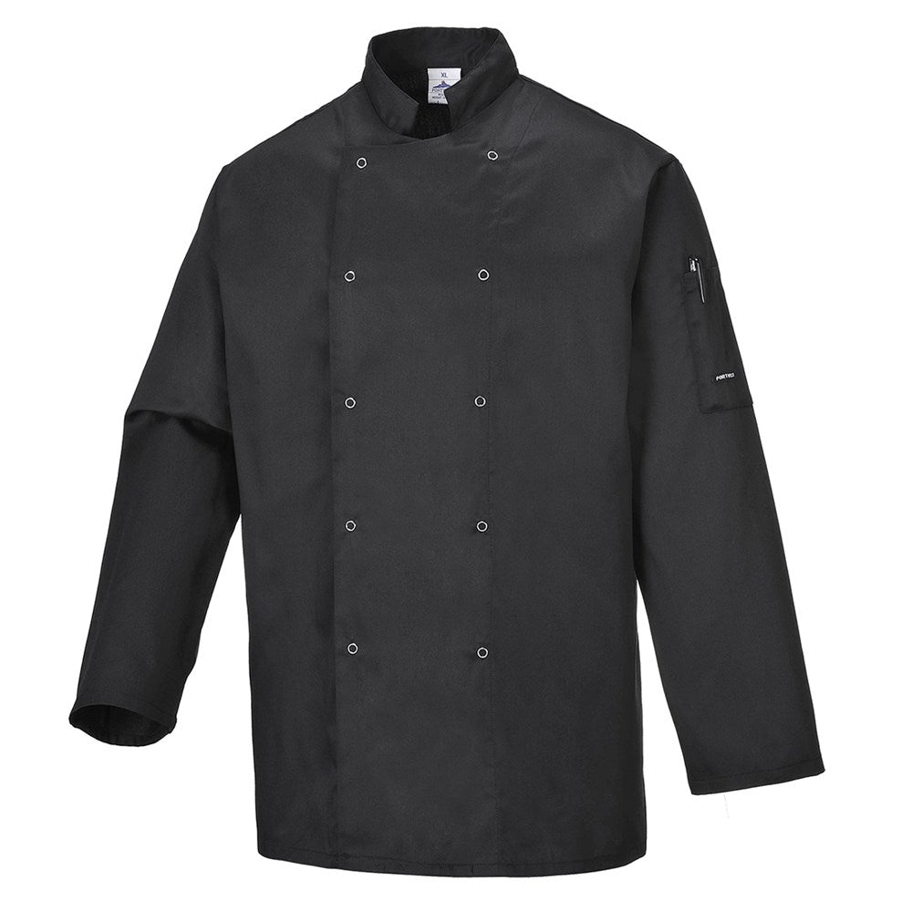 Portwest C833BKRXS -  sz XS Suffolk Chefs Jacket - Black