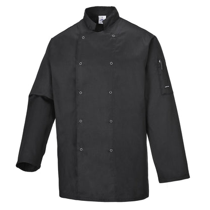 Portwest C833BKRXS -  sz XS Suffolk Chefs Jacket - Black
