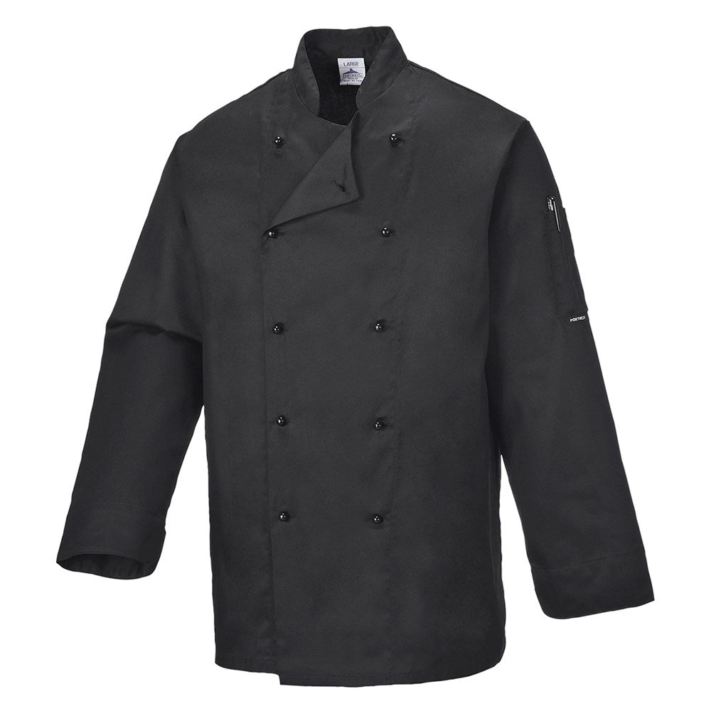 Portwest C834BKRXS -  sz XS Somerset Chefs Jacket - Black