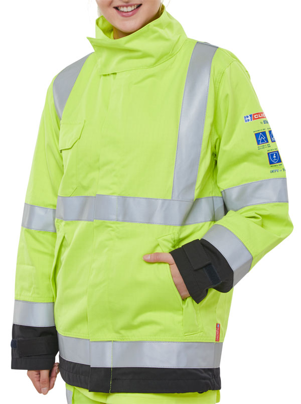 Click - TWO TONE ARC WOVEN JACKET SML - Saturn Yellow / Navy