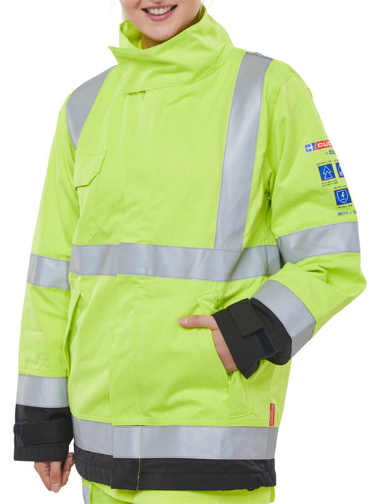 Click - TWO TONE ARC WOVEN JACKET SML - Saturn Yellow / Navy