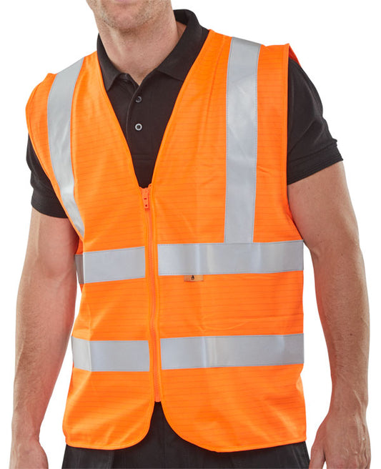 Beeswift - BSEEN Flame Retardent EN ISO20471 VEST ORANGE - Orange Yellow - Hi Vis