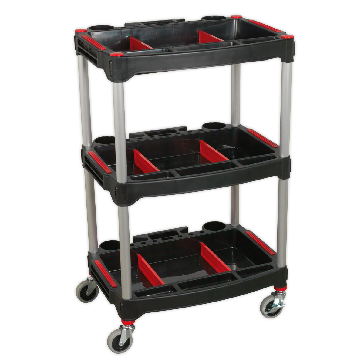 SEALEY - CX313 Workshop Trolley 3-Level Composite with Parts Storage