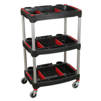 SEALEY - CX313 Workshop Trolley 3-Level Composite with Parts Storage