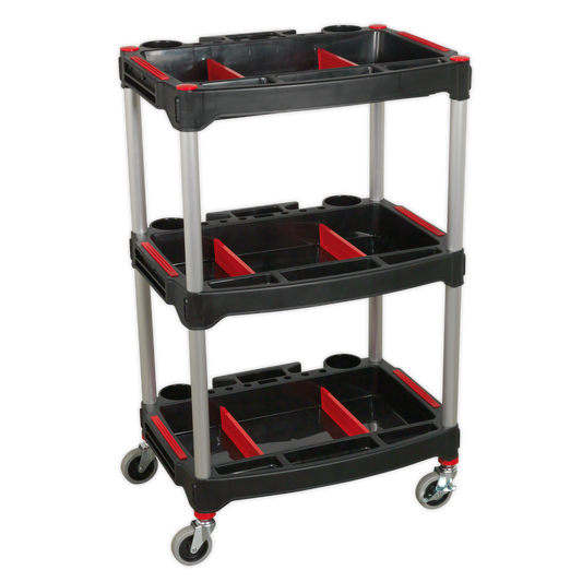 SEALEY - CX313 Workshop Trolley 3-Level Composite with Parts Storage