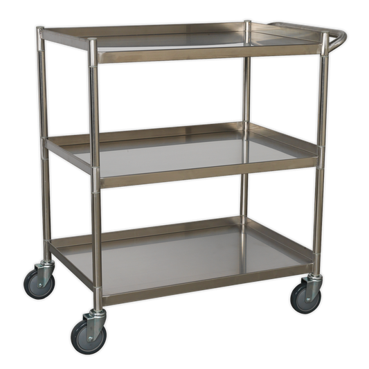 SEALEY - CX410SS Workshop Trolley 3-Level Stainless Steel