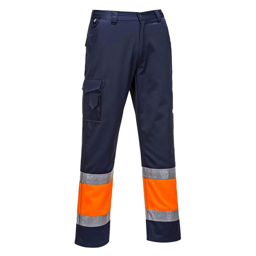 Portwest E049ONRM -  sz M Hi-Vis Two Tone Combat Trousers - Orange/Navy