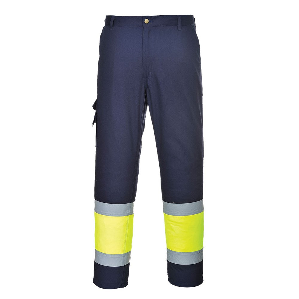 Portwest E049YNRM -  sz M Hi-Vis Two Tone Combat Trousers - Yellow/Navy