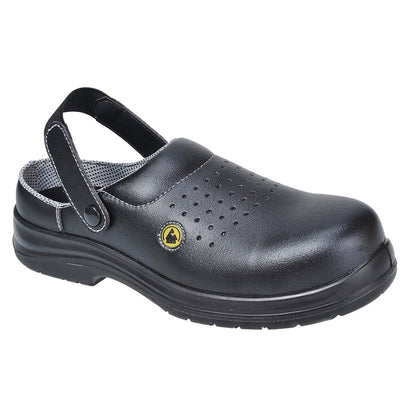 Portwest FC03BKR42 -  sz 42 Portwest Compositelite ESD Perforated Safety Clog SB AE - Black