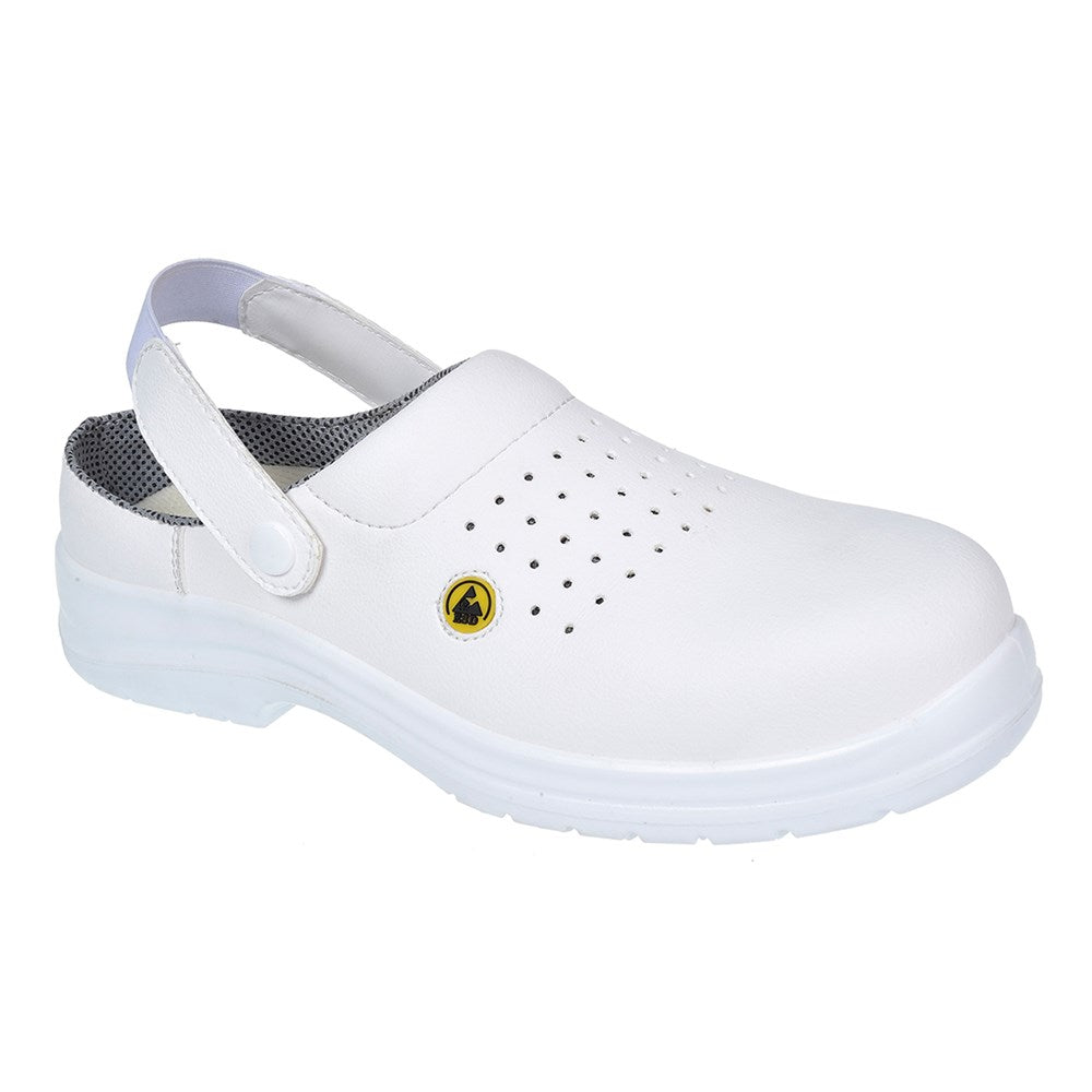 Portwest FC03WHR43 -  sz 43 Portwest Compositelite ESD Perforated Safety Clog SB AE - White
