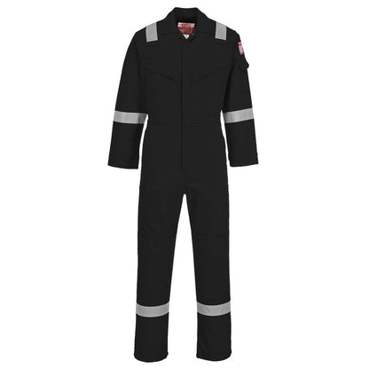 Portwest FR21BKRXL -  sz XL Flame Resistant Super Light Weight Anti-Static Coverall 210g - Black
