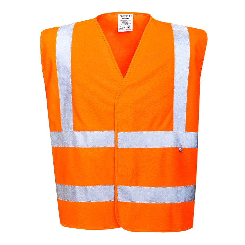 Portwest FR70ORR4X/5X -  sz 4XL - 5XL Hi-Vis Vest- Flame Resistant - Orange